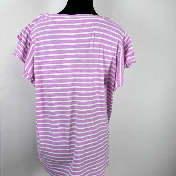 LOFT Lavender and White Striped Short Sleeve Tee - Picture 6 of 6